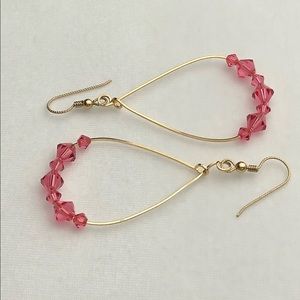 🐷Handmade Wire Earrings With Pink Swarovski Beads